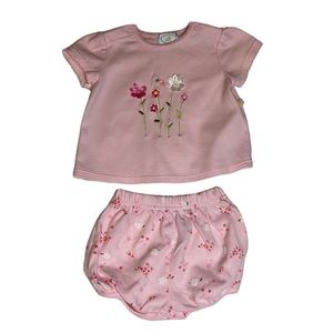 Welcome Home Pink 6-9 months Floral Spring Short And Shirt Set
